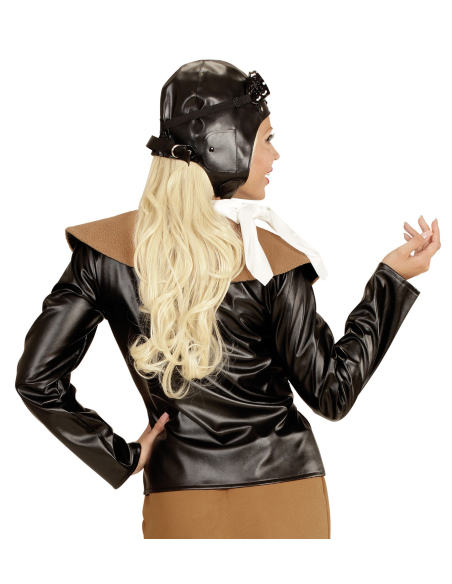 Déguisement pilote femme, rétro (veste, jupe, écharpe, chapeau)