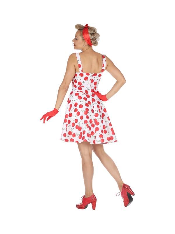 Robe femme années 50, rouge et blanche (robe avec jupon à motifs cerises)