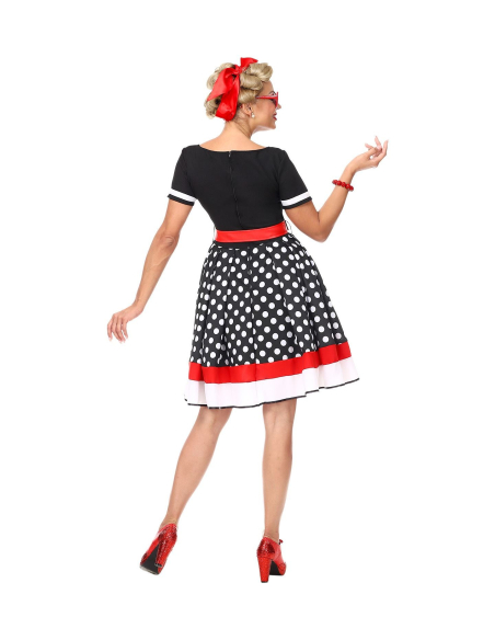 Robe femme années 50 (robe noire à pois blancs avec jupon)