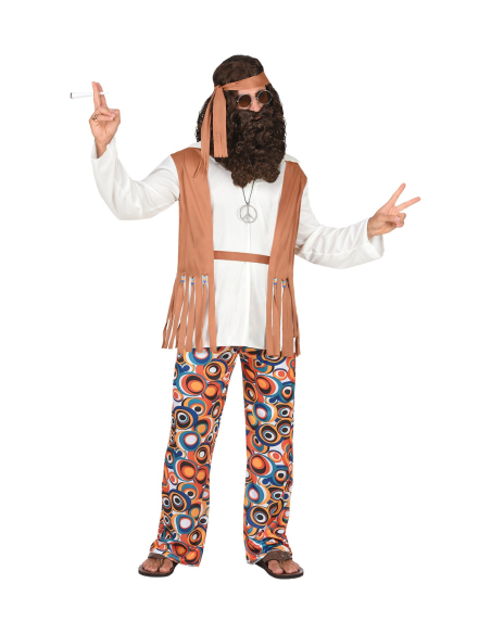 Déguisement Hippie Homme (chemise avec veste, pantalon, ceinture, bandeau)
