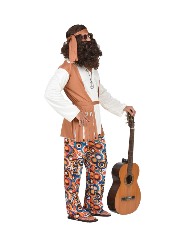 Déguisement Hippie Homme (chemise avec veste, pantalon, ceinture, bandeau)