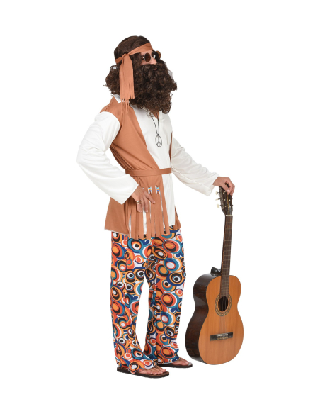 Déguisement Hippie Homme (chemise avec veste, pantalon, ceinture, bandeau)