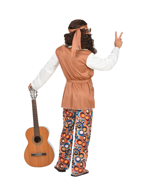 Déguisement Hippie Homme (chemise avec veste, pantalon, ceinture, bandeau)