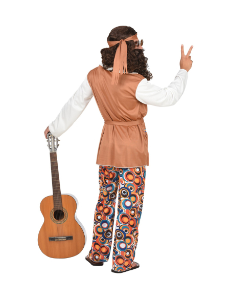 Déguisement Hippie Homme (chemise avec veste, pantalon, ceinture, bandeau)