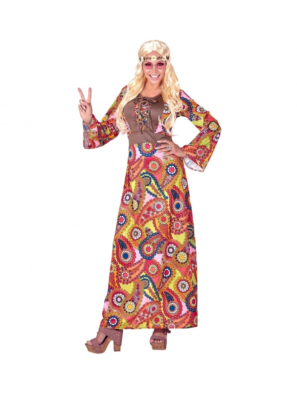 Déguisement hippie femme (robe longue, multicolore)
