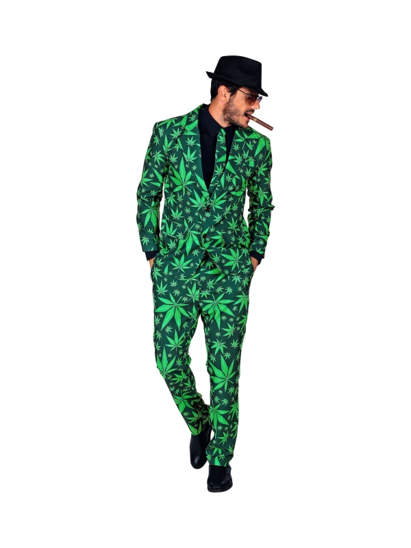 Déguisement Ganja Style Homme vert (veston, pantalon, cravate)