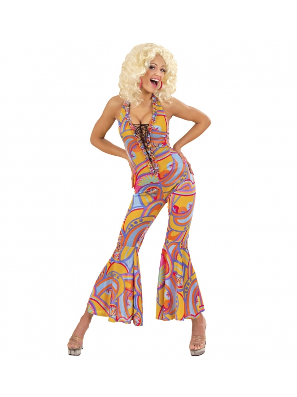 Déguisement disco femme (combinaison pantalon multicolore)