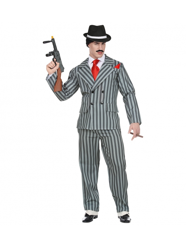 Déguisement Gangster Homme ( costume rayé gris avec veste et pantalon)