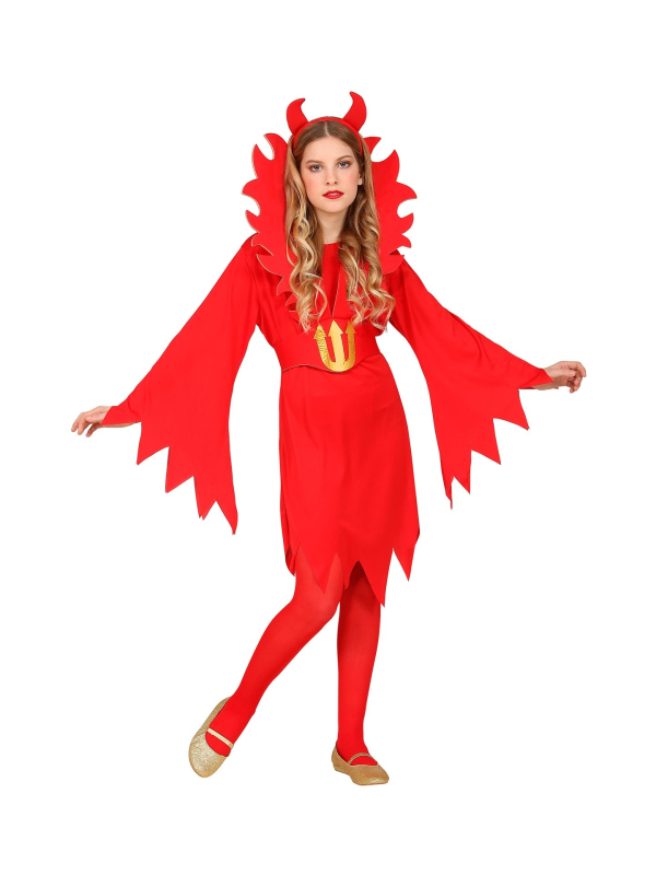 Déguisement Démon fille rouge (robe, ceinture avec maxi collar)