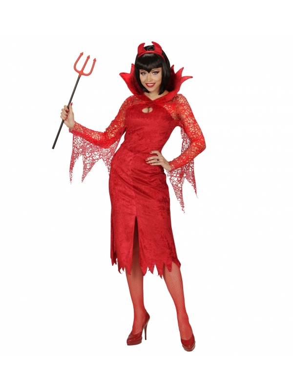 Déguisement de Diablesse rouge, femme (robe, cornes)
