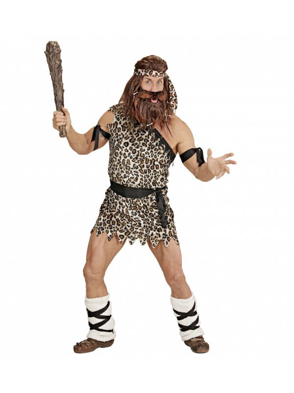 Déguisement Homme des Cavernes Adulte (tunique, ceinture, jambières, bandes pour les bras et la tête)
