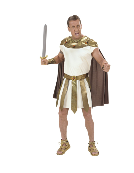 Déguisement Romain Homme (tunique, ceinture, bracelets, cuirasse pour les épaules avec cape)