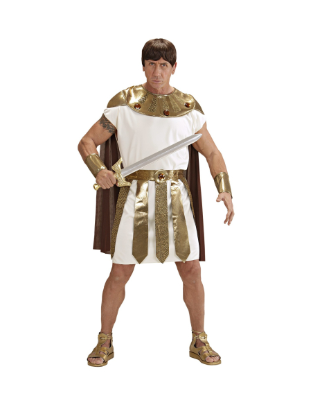 Déguisement Romain Homme (tunique, ceinture, bracelets, cuirasse pour les épaules avec cape)