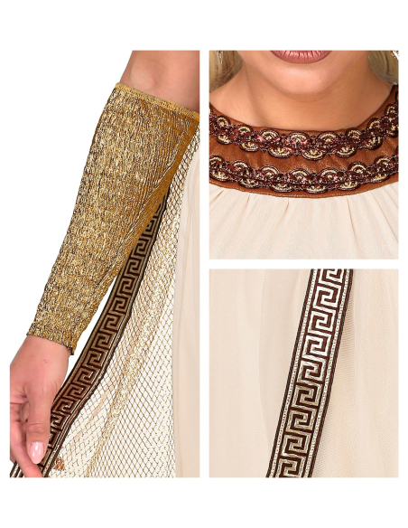 Déguisement déesse grecque/romaine (robe avec cape, manchettes, coiffe)