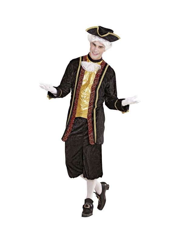 Déguisement Vénitien Noble Homme (veste longue avec jabot, pantalon, chapeau)