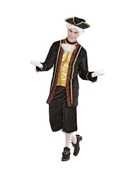 Déguisement Vénitien Noble Homme (veste longue avec jabot, pantalon, chapeau)