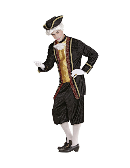 Déguisement Vénitien Noble Homme (veste longue avec jabot, pantalon, chapeau)