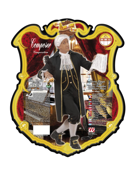 Déguisement Musicien Baroque (jaquette longue avec gilet, jabot, pantalon, boucles chaussures)