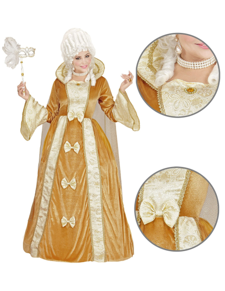 Déguisement vénitienne femme (robe avec jupon crinoline, cape)