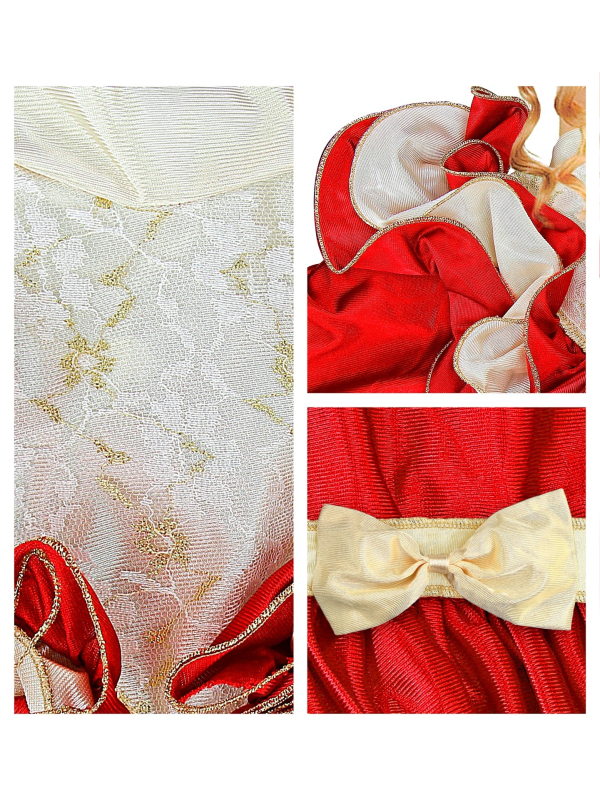 Robe de Princesse rouge, fille (robe avec jupon, ceinture avec rosette, chapeau)