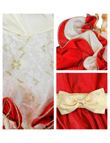 Robe de Princesse rouge, fille (robe avec jupon, ceinture avec rosette, chapeau)