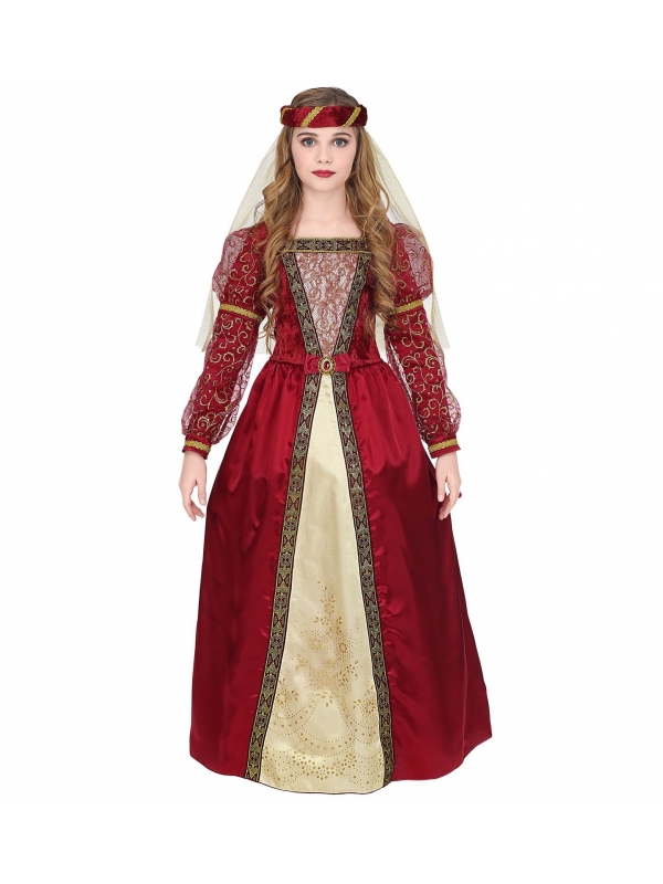 Robe Médiévale bordeaux fille avec jupon 