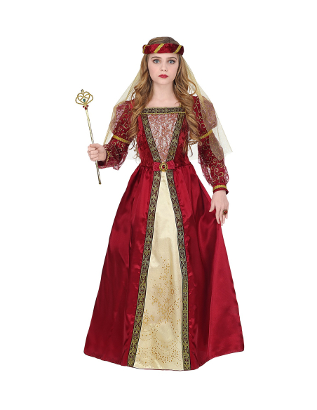 Robe Médiévale bordeaux fille avec jupon 
