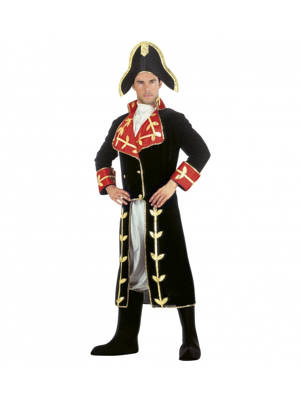 Déguisement Napoléon Homme (veste longue, jabot, pantalon, surbottes, chapeau)