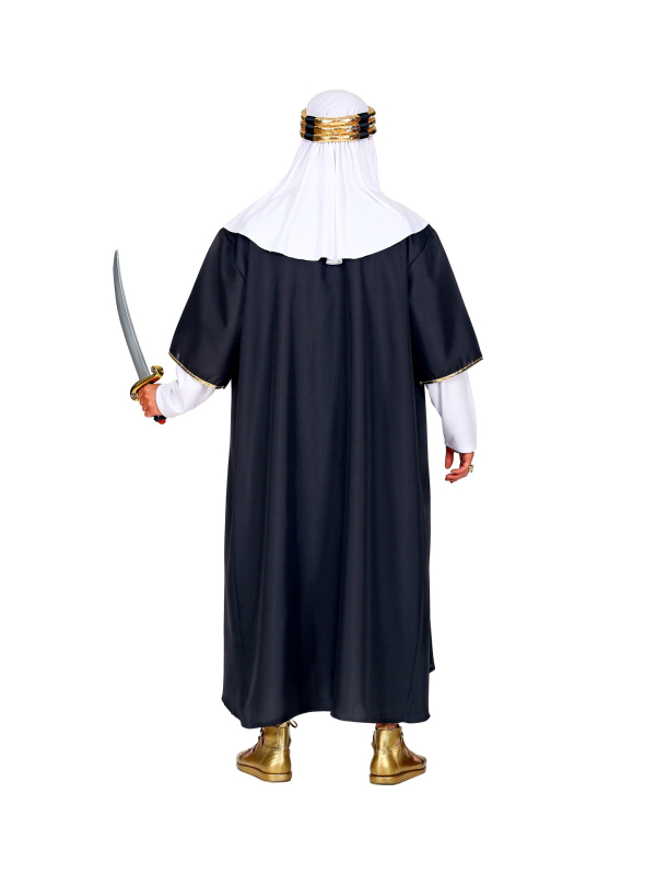 Déguisement Sultan Homme noir et blanc (robe avec manteau, couvre-tete)
