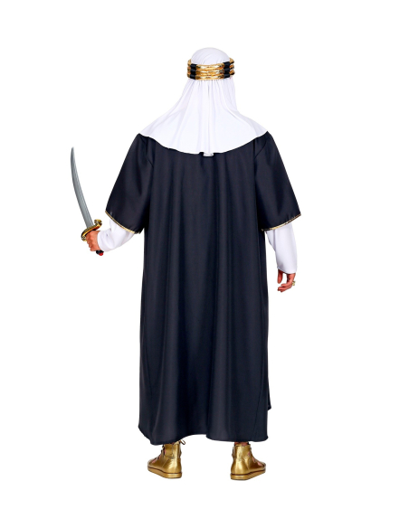 Déguisement Sultan Homme noir et blanc (robe avec manteau, couvre-tete)