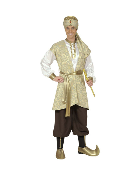 Déguisement Prince Perse Homme (chemise, gilet brocart, pantalon, ceinture, couvre chaussures, turban)