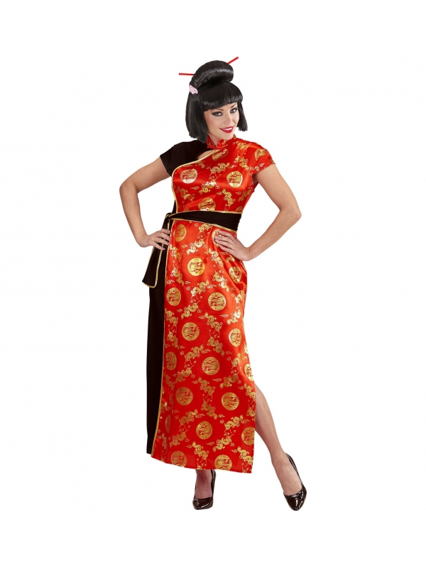 Déguisement Chinoise femme (robe rouge et noire))