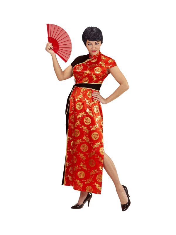 Déguisement Chinoise femme (robe rouge et noire))