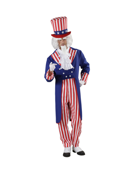 Déguisement Mister América Homme (veste, chemise avec jabot, pantalon, chapeau)