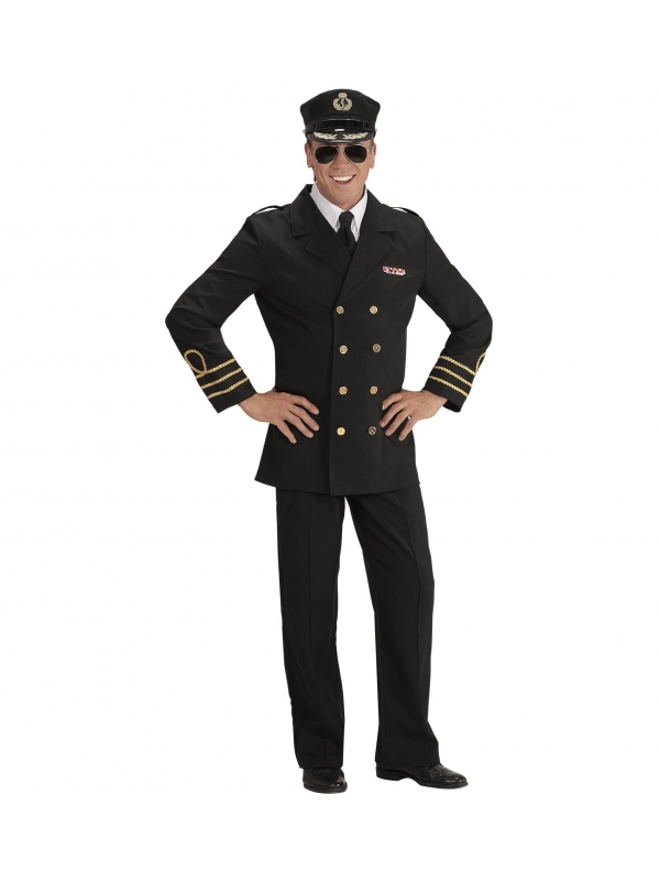 Déguisement Officier Marine Homme (veste, fausse chemise avec cravate, pantalon, casquette)