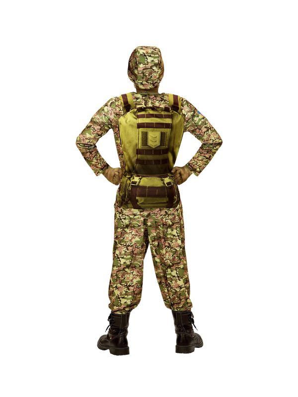 Déguisement militaire garçon (maillot muscles, pantalon, casque)