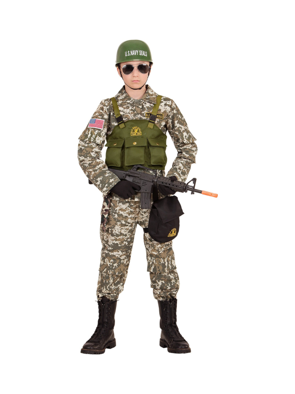 Déguisement Marin Commando Enfant (manteau, veste, pantalon, ceinture, bourse, casque)