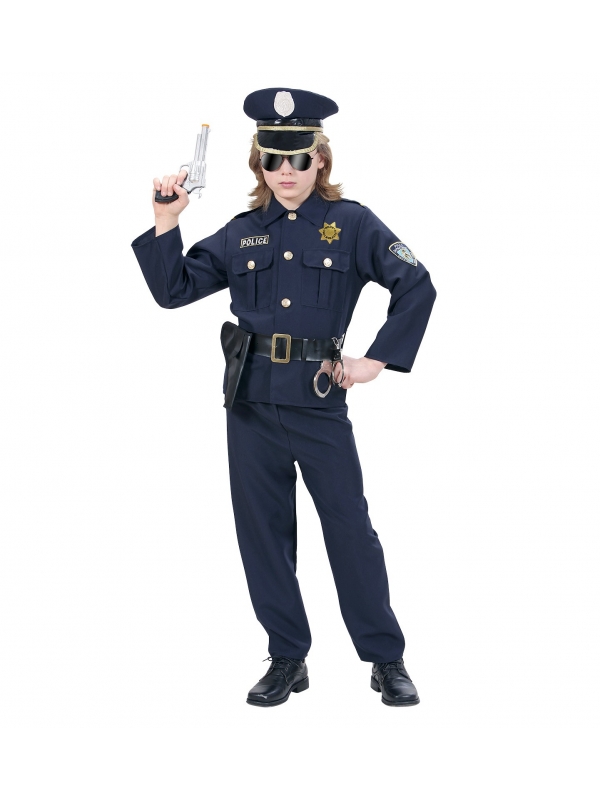 Déguisement Policier garçon (veste, pantalon, ceinture avec étui, casquette)