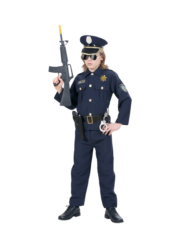 Déguisement Policier garçon (veste, pantalon, ceinture avec étui, casquette)