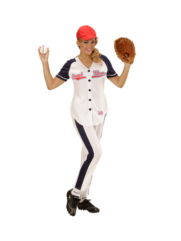 Déguisement joueuse de baseball (chemise, pantalon, casquette)