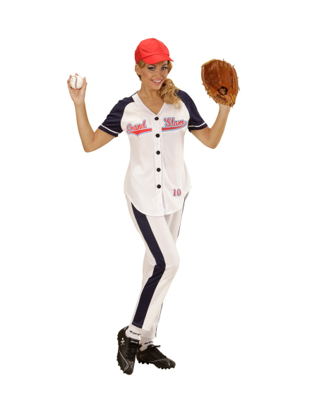 Déguisement joueuse de baseball (chemise, pantalon, casquette)