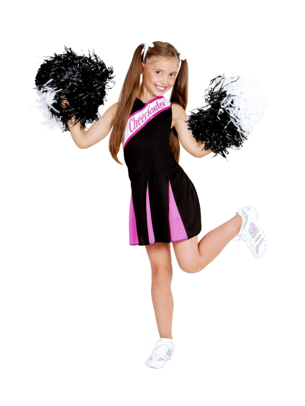 Déguisement pom pom girl enfant rose et noir (robe)