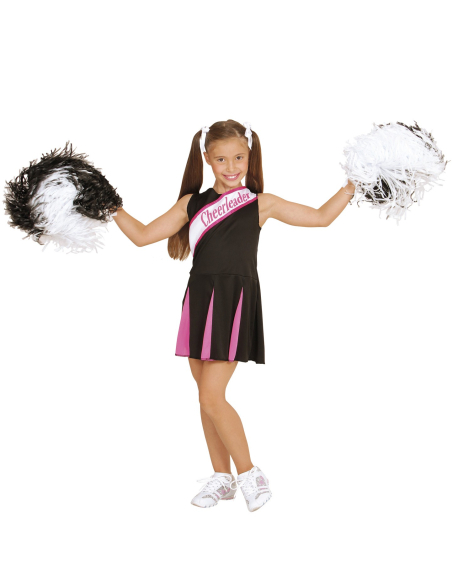 Déguisement pom pom girl enfant rose et noir (robe)