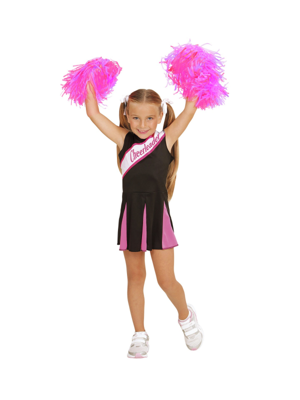 Déguisement pom pom girl enfant rose et noir (robe)