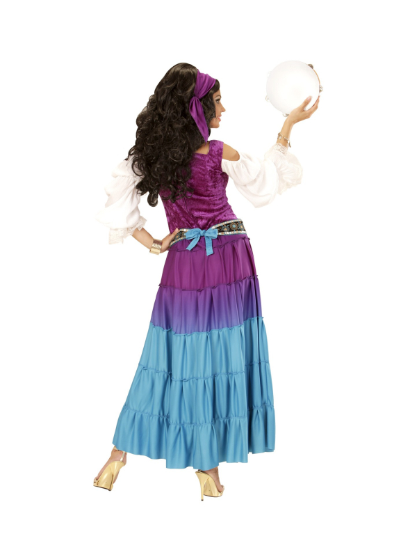 Déguisement Gitane Femme (robe, ceinture à pièces, foulard)