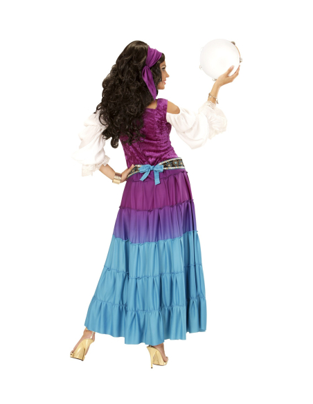 Déguisement Gitane Femme (robe, ceinture à pièces, foulard)
