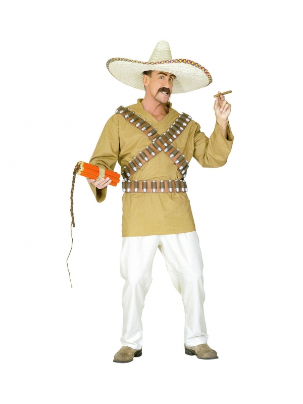 Déguisement Mexicain Guerilleros (haut avec balles ceinture, pantalon)