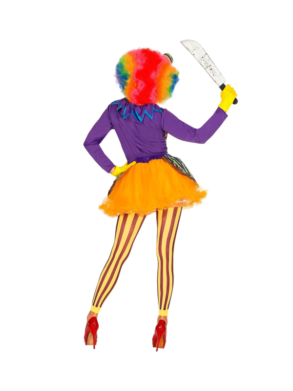 Déguisement Joker femme multicolore (robe avec tutu, collants sans pieds, mini chapeau)