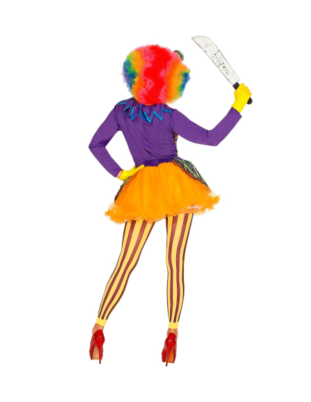 Déguisement Joker femme multicolore (robe avec tutu, collants sans pieds, mini chapeau)