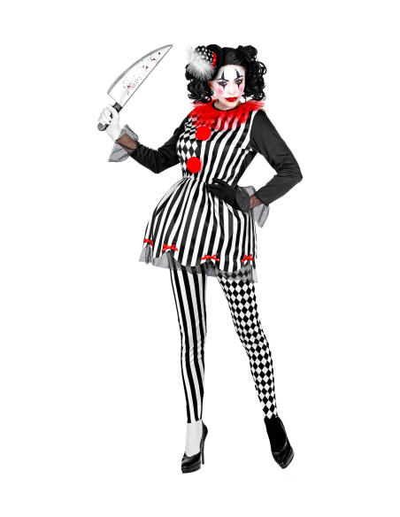 Déguisement Arlequin femme à losanges (robe, collants, mini chapeau)